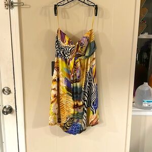 Multi-colored Cache silk cocktail/party dress